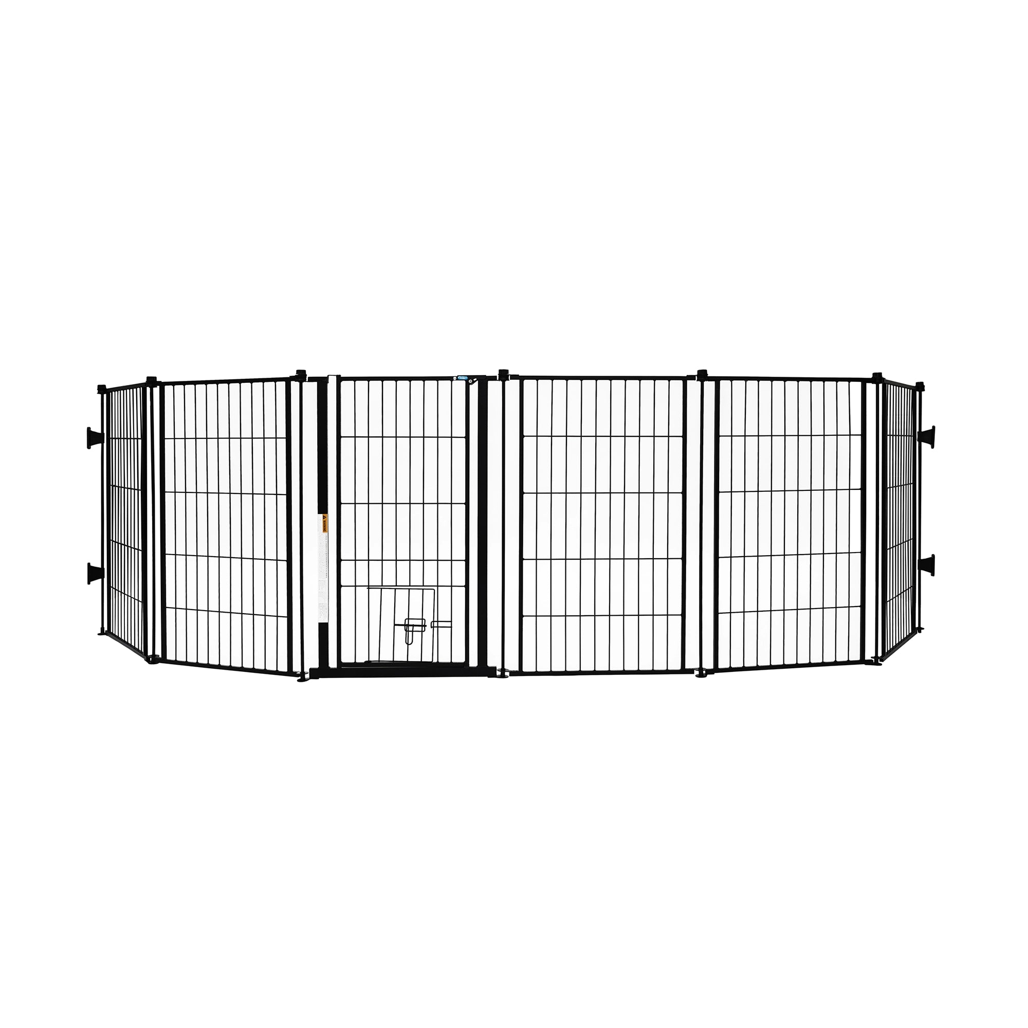 The Carlson Outdoor Super Wide Pet Pen & Gate with Small Pet Door is a versatile, extra tall 32” gate made from durable black steel. It expands up to 144” wide and includes a walk-through door with a safety lock. Ideal for both small and large pets, it’s perfect for securing outdoor spaces and ensuring safety.