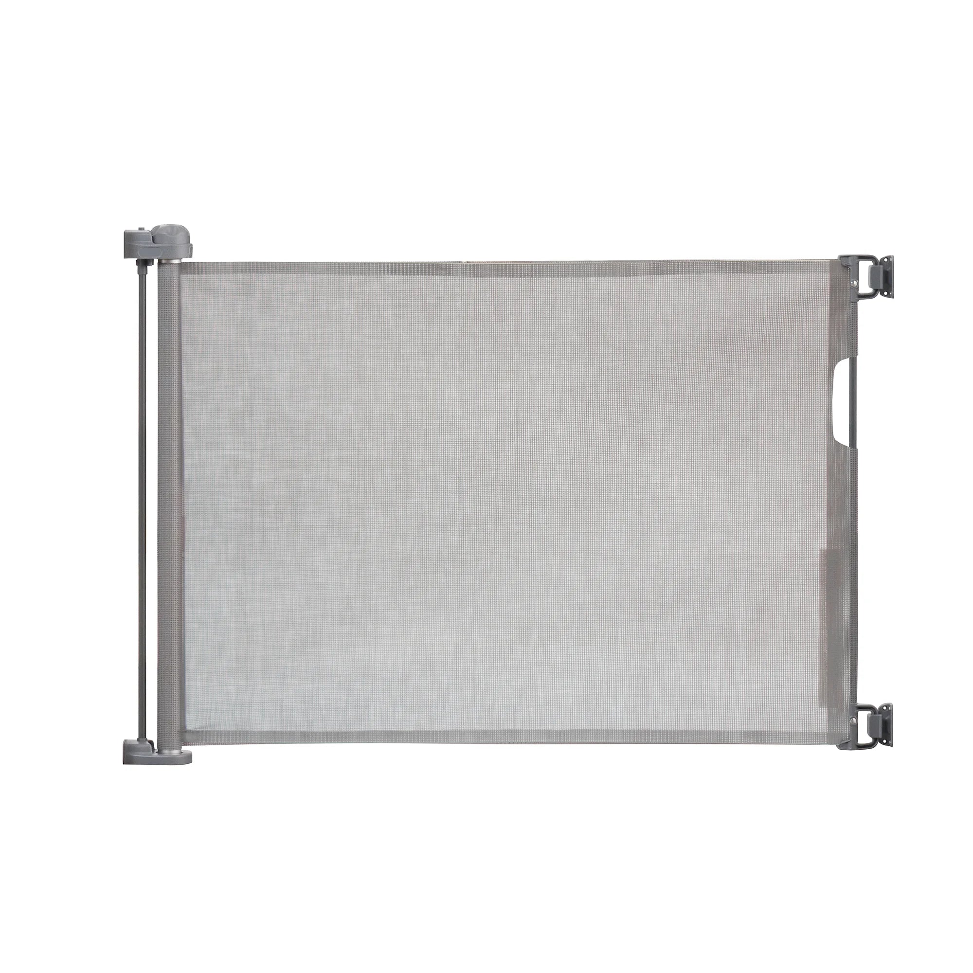 The Carlson Retractable Pet Gate expands up to 50" wide, stands 30" tall, and features a high-quality mesh barrier for pet safety.