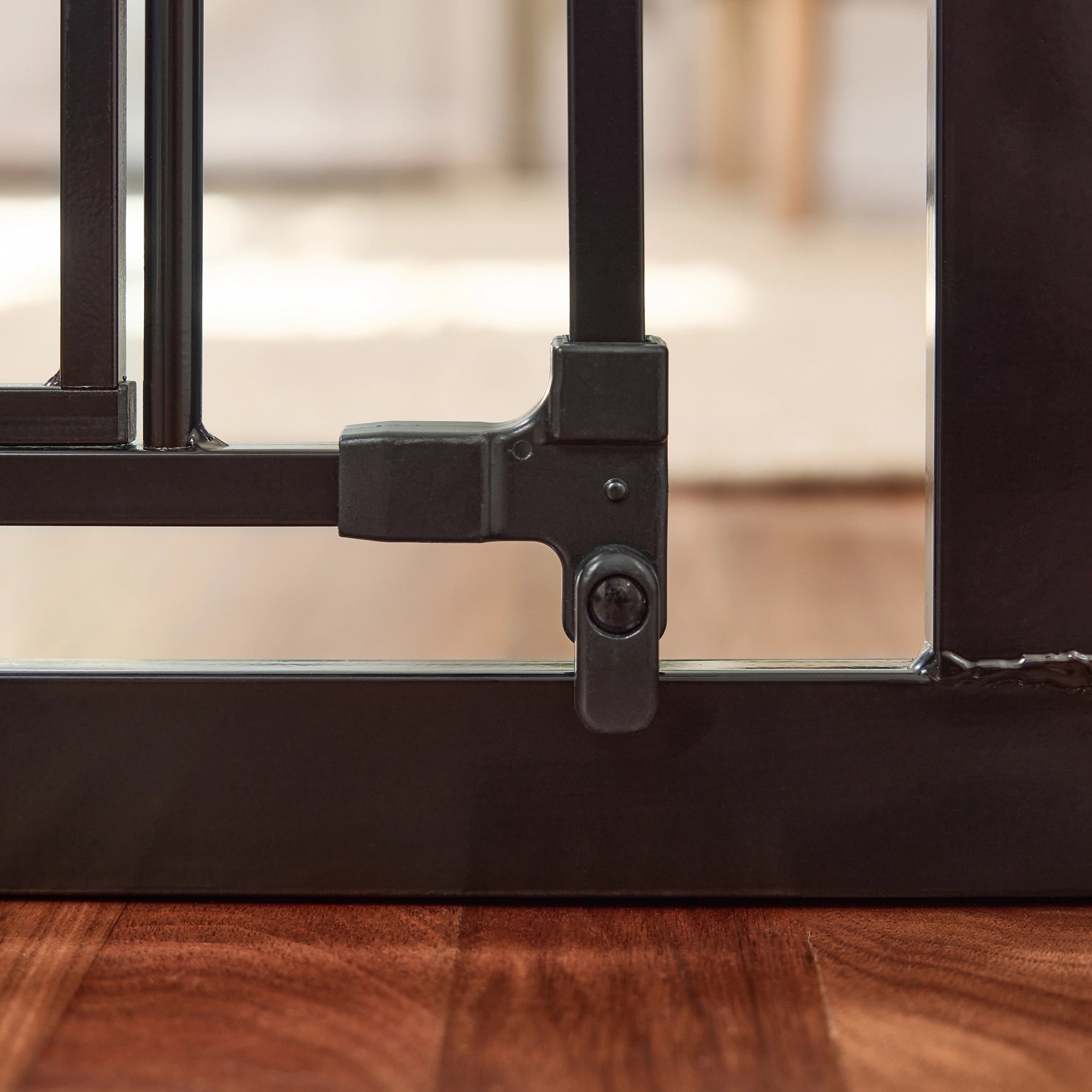 The Carlson 51” Extra Wide Walk-Thru Pet Gate features a sturdy all-steel frame, a 16.5" wide walk-through door, and a patented small pet door. It expands from 29” to 51” wide, stands 30” tall, and includes extensions for wider openings. Ideal for doorways, hallways, and stairs, offering easy installation.