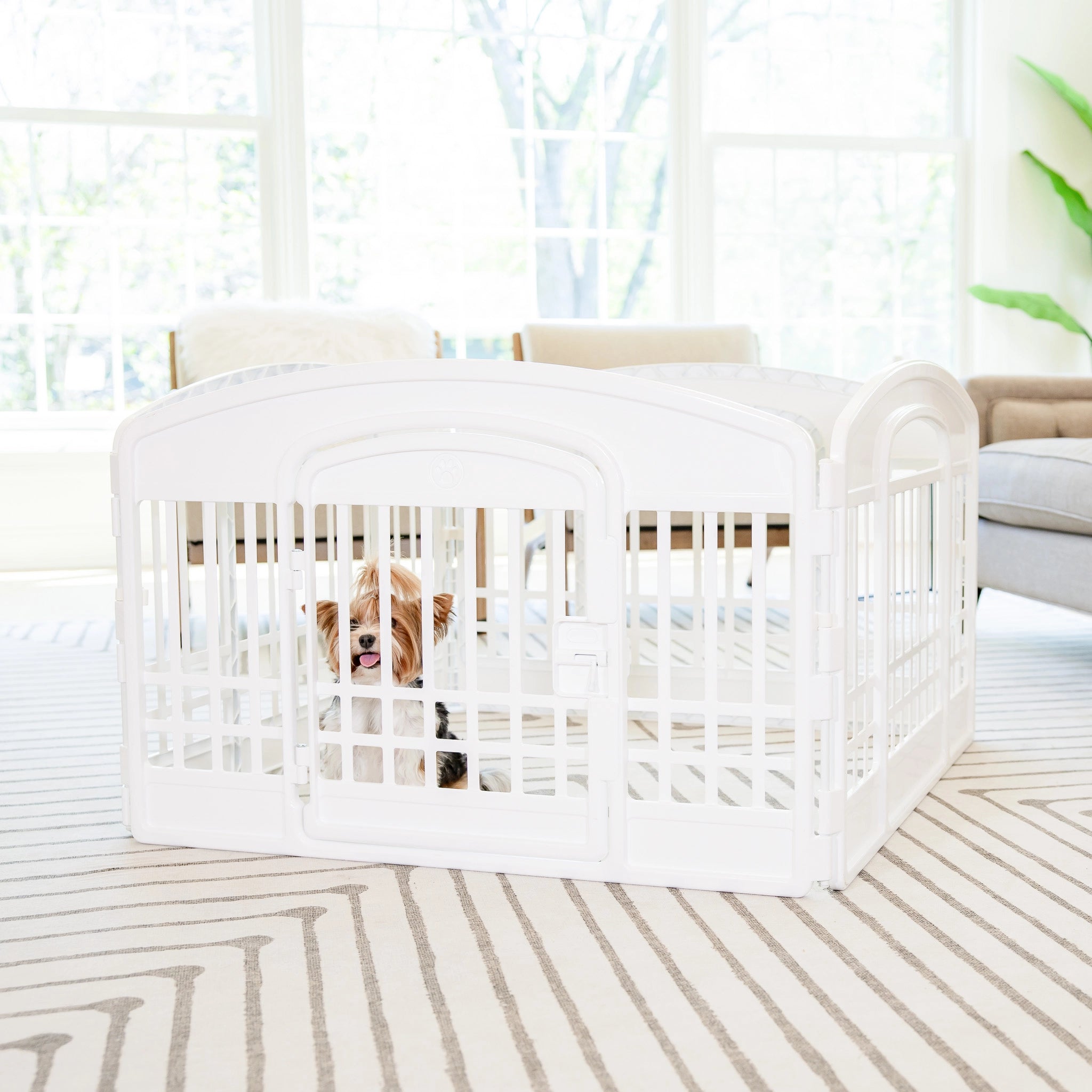 The Carlson 4-Panel Plastic Pet Pen provides a secure, versatile enclosure for small pets. Made with non-toxic materials, it’s lightweight, easy to set up, clean, and expand for both indoor and outdoor use.