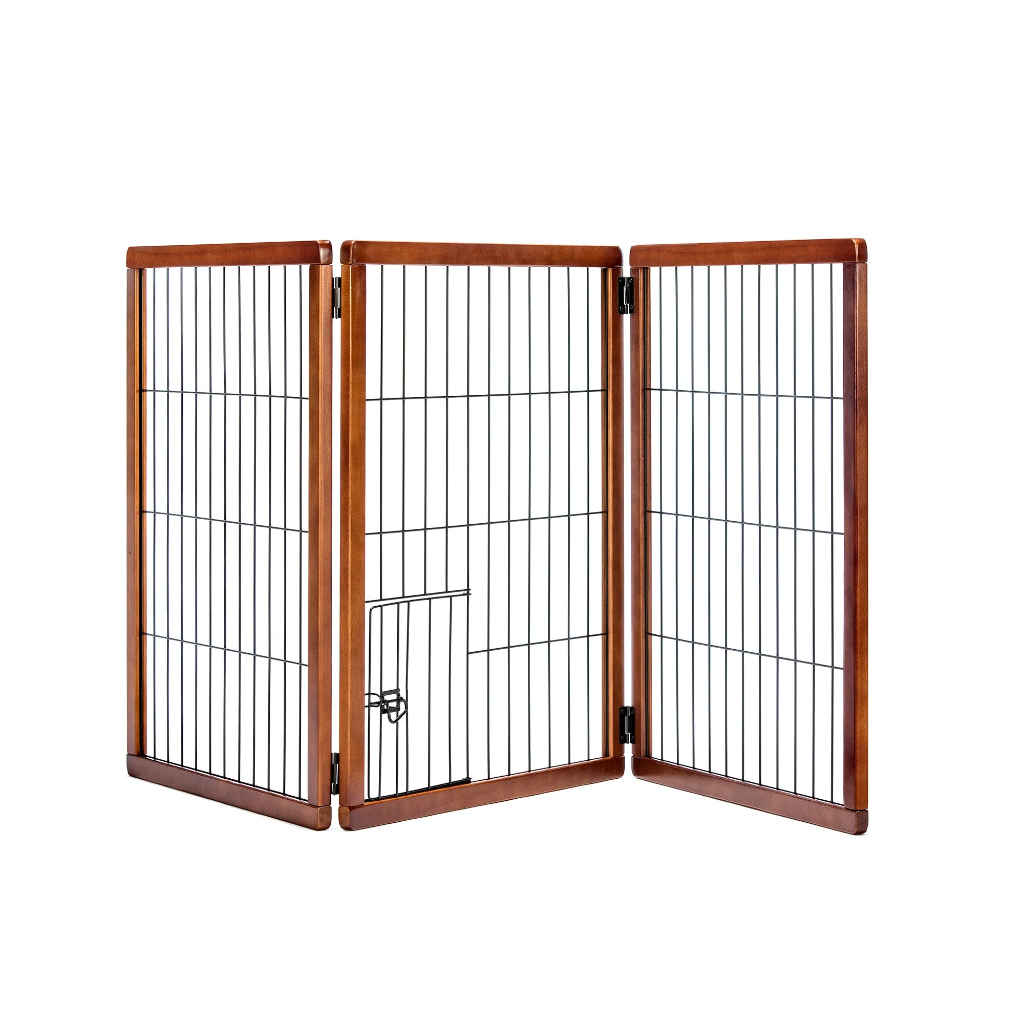 Design Paw Tall 3 Panel Wooden Pet Gate on white background.