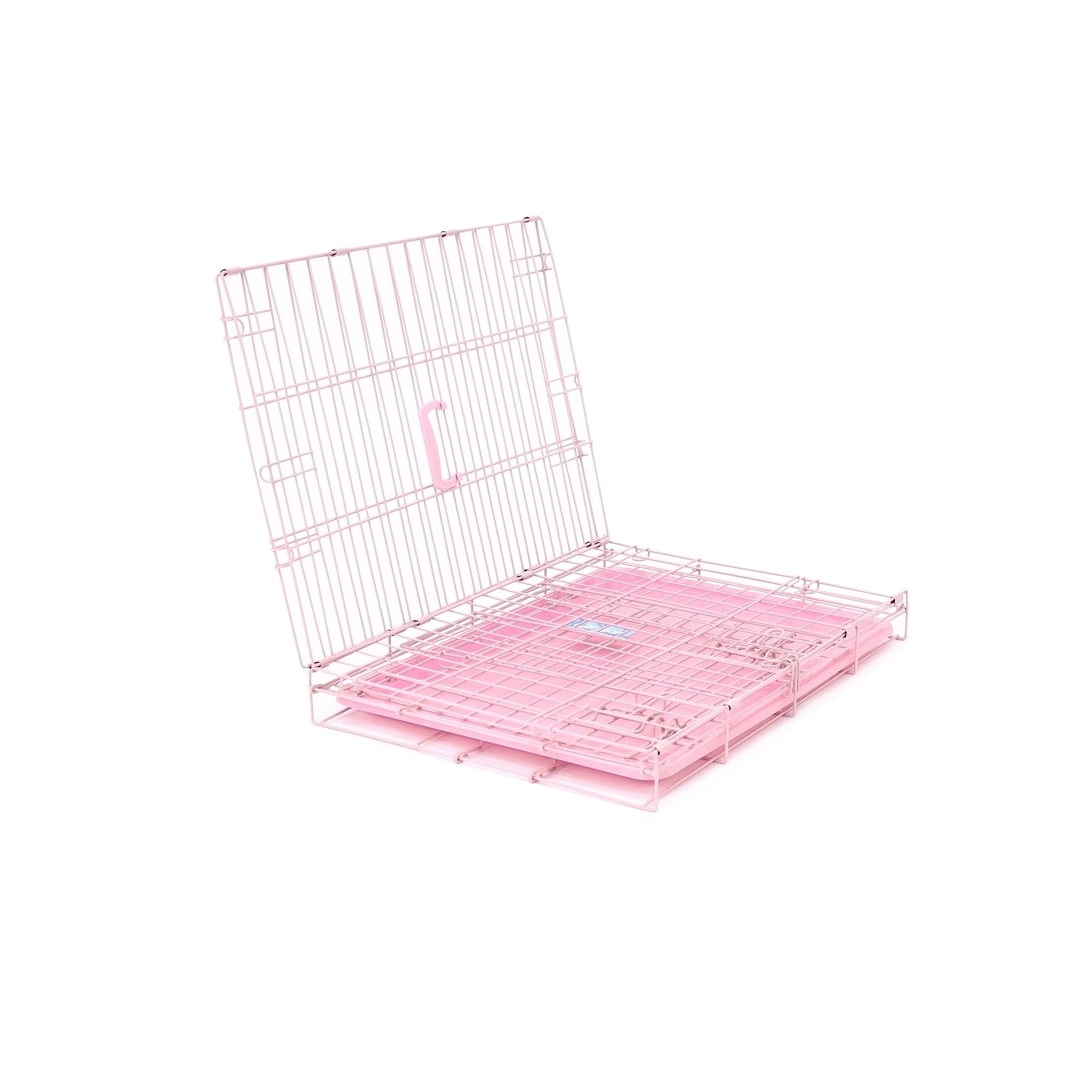 Small Single-Door Dog Crate on White Background.