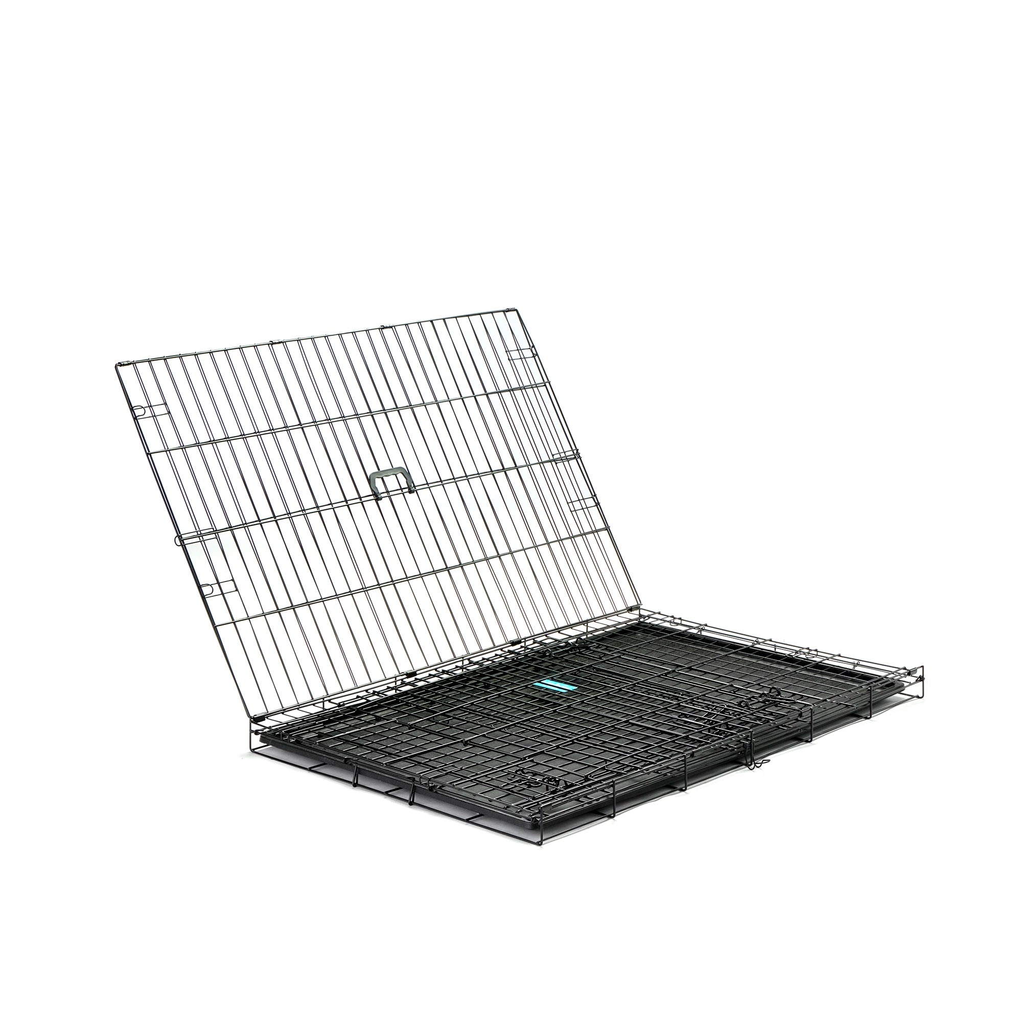The Carlson Large Double-Door Dog Crate is a durable and portable steel wire crate designed for medium to large dogs. It features two access doors, a multi-point locking system, a removable bottom pan for easy cleaning, and a divider to adjust the space as your puppy grows. Ideal for travel and home use.