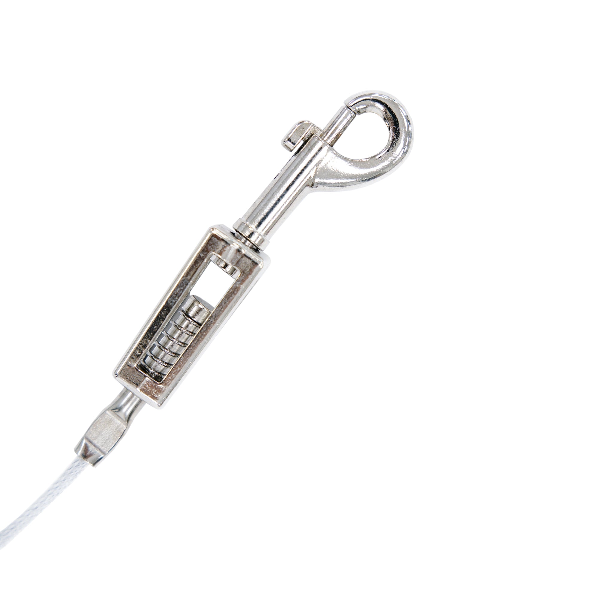 Carlson Small Dog Tie-Out Cable is a 10-foot, 50-pound capacity steel wire cable for pet containment. Features a collar/harness clasp for your pet and a spring cage clasp for secure stake attachment. Ideal for outdoor use, camping, or travel, and works with Carlson Barbed or Screw Stake.