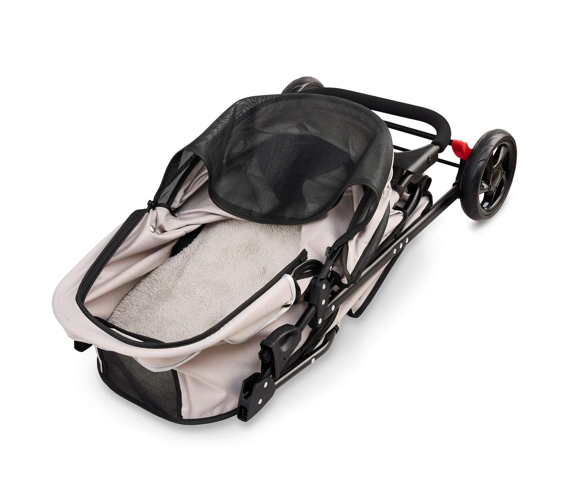 The Carlson Portable Pup Pet Stroller is a lightweight, foldable stroller with a mesh canopy, safety leash, and 360-degree wheels for easy outdoor walks.