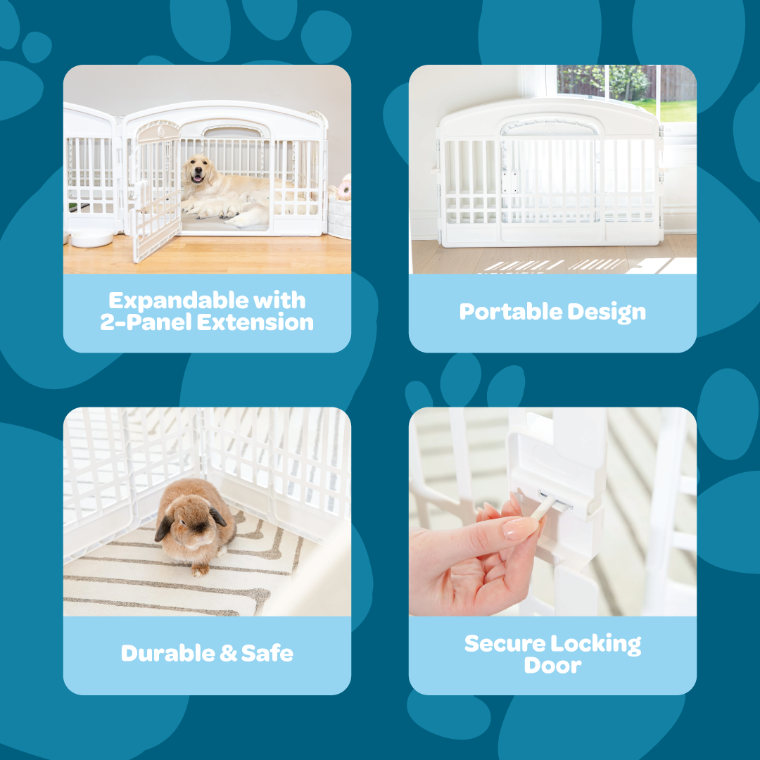 The Carlson 4-Panel Plastic Pet Pen provides a secure, versatile enclosure for small pets. Made with non-toxic materials, it’s lightweight, easy to set up, clean, and expand for both indoor and outdoor use.