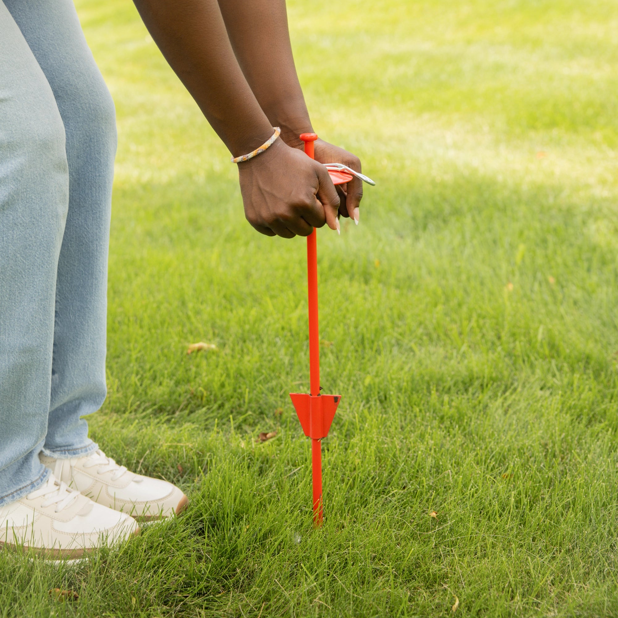 The Carlson Domed Barbed Stake is a secure 20.5-inch tall stake designed for outdoor pet containment. Made of durable steel with a dome top and barbed body, it ensures stability when paired with Carlson Dog Tie-Out Cables. Perfect for yard use or travel, it's lightweight, portable, and easy to install.