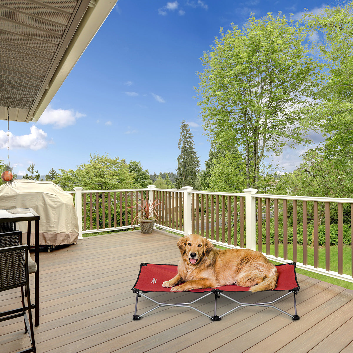 Large Elevated Dog Bed - Red