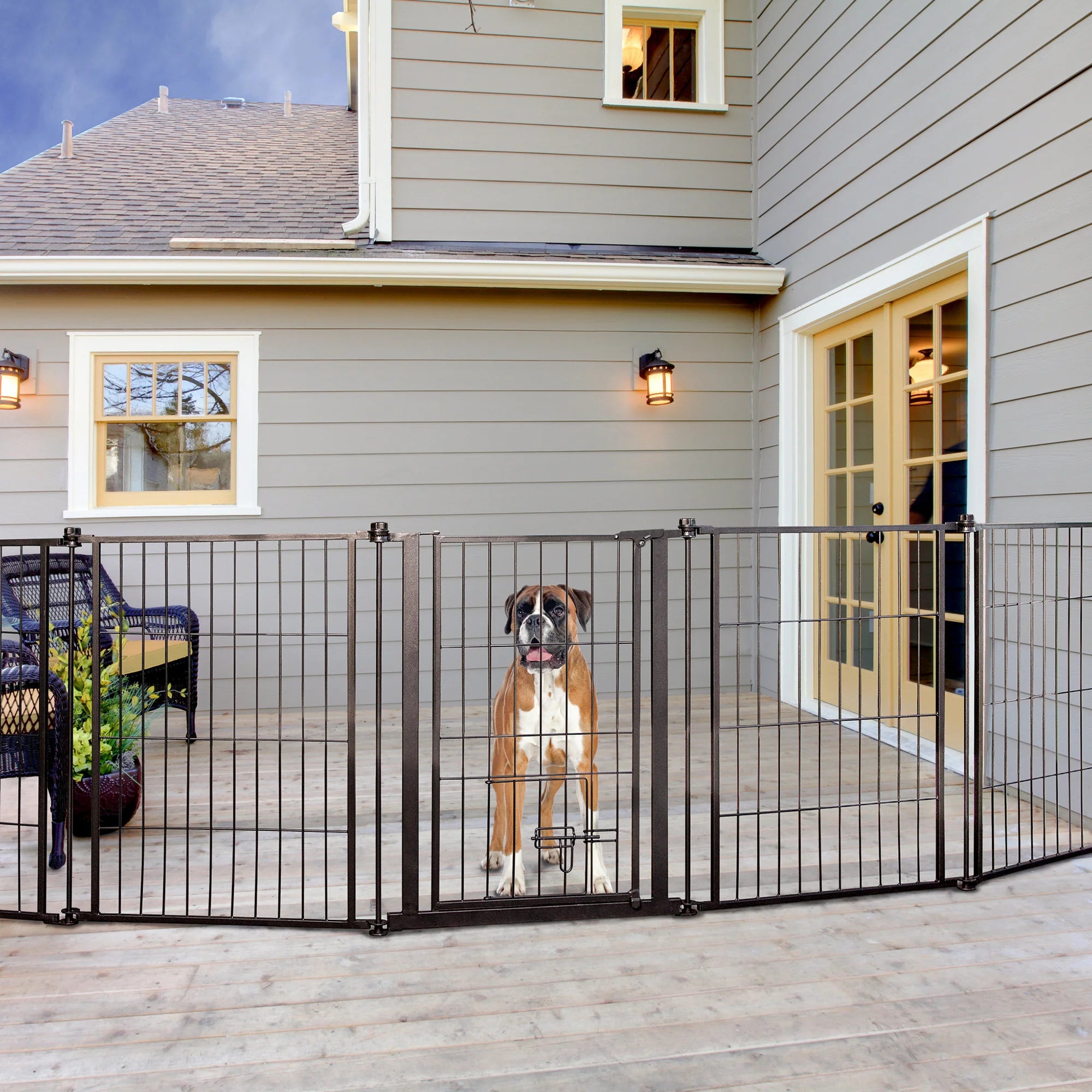 Dog fence gate outdoor best sale