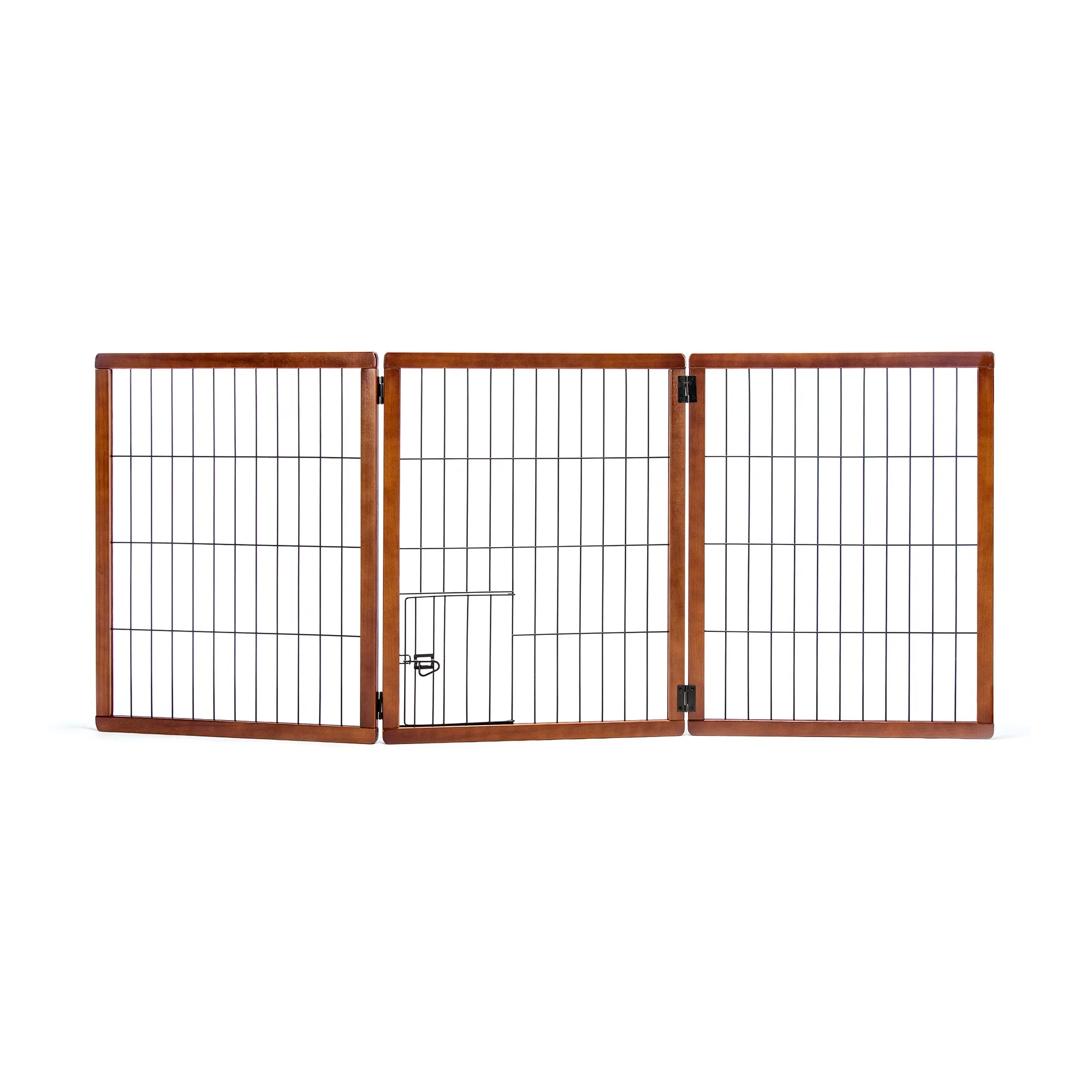 Design Paw Tall 3 Panel Wooden Pet Gate on white background.